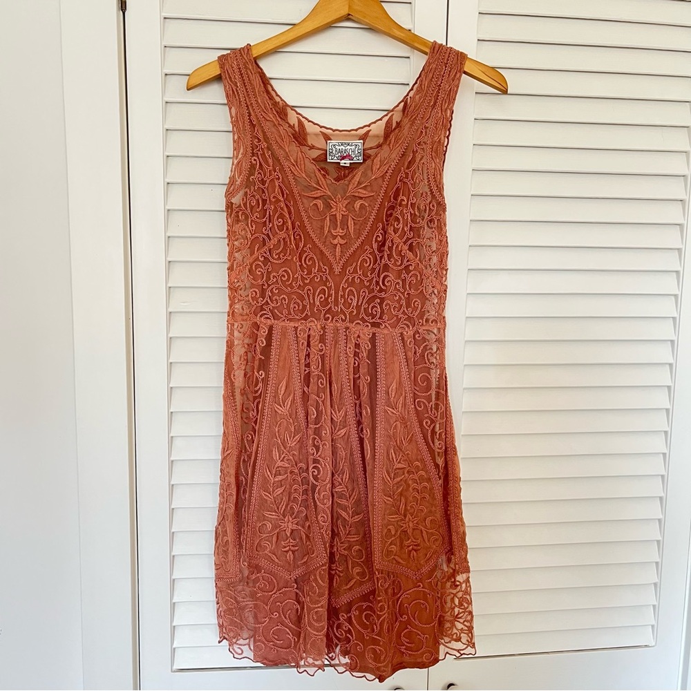 Anthro (Baraschi) Lace Sleeveless Dress in Dusty Rose Size 2